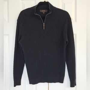 MENS TASSO ELBA NAVY BLUE HALF ZIP WAFFLE KNIT SWEATER MEDIUM